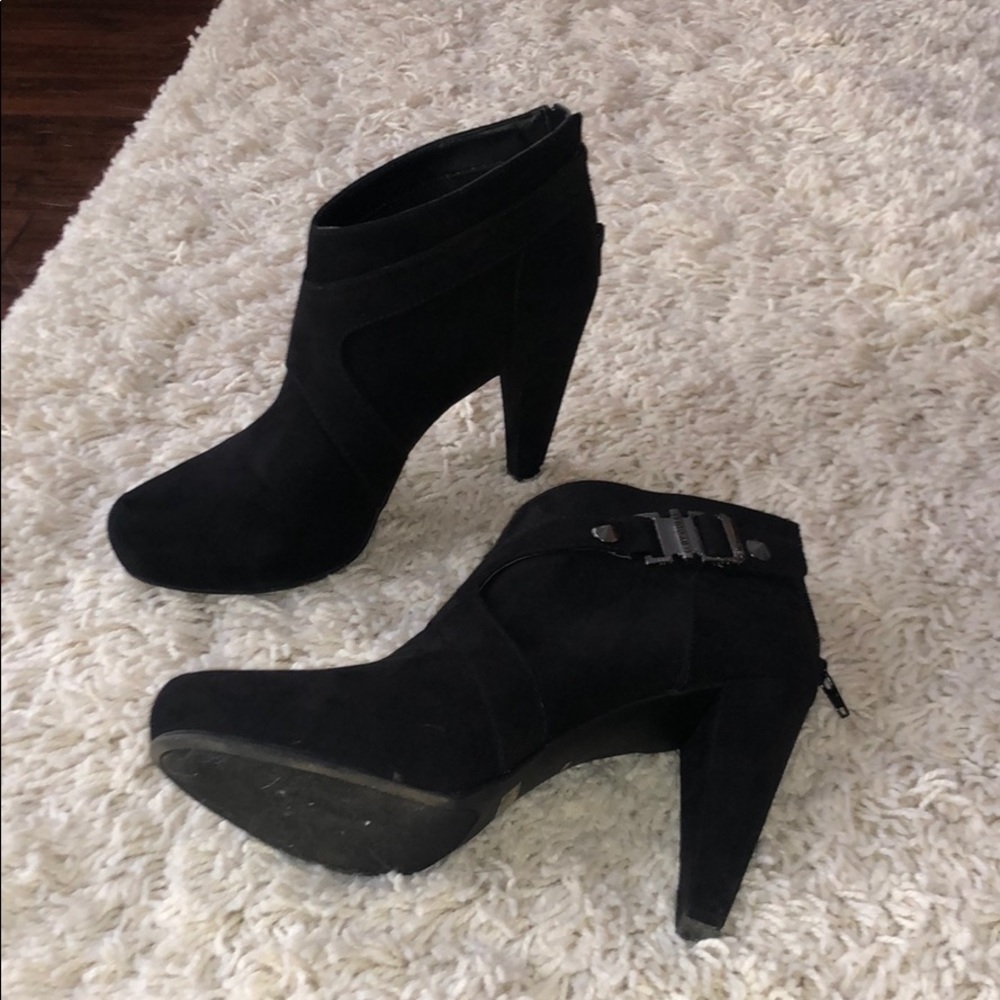 Guess Black Suede Heeled Booties